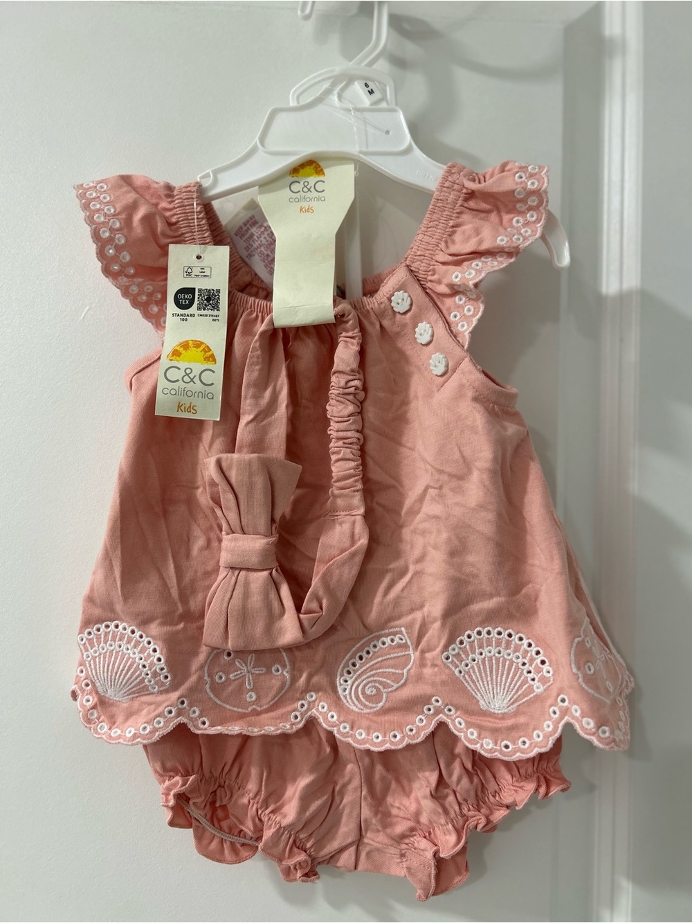 C&C California Kids Dusty Pink Eyelet Sundress with Bloomers